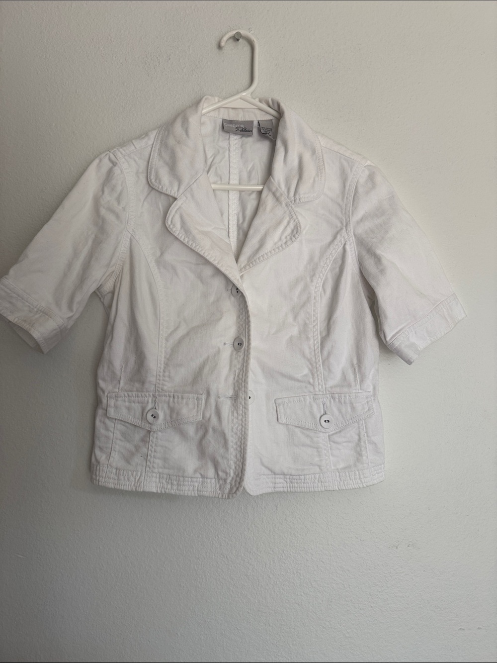 Chico's White Short-Sleeve Tailored Blazer